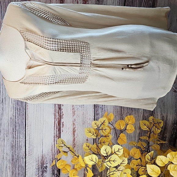 NWT JOSEPH A CREAM CROCHETED LONG SLEEVE PULLOVER BOHO BLOUSE - Picture 2 of 16